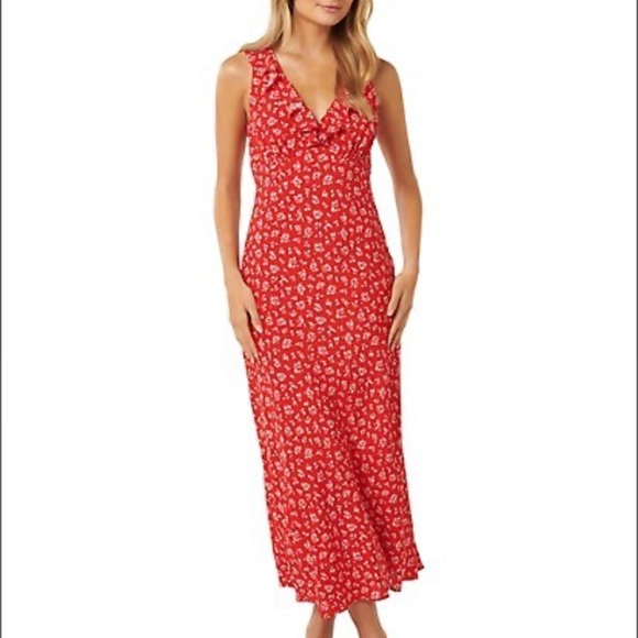 Evernew red floral slip dress NWT - Picture 2 of 6